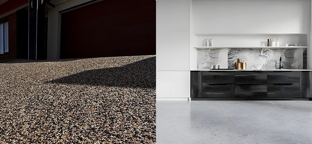 Polished concrete floor finish in Melbourne home